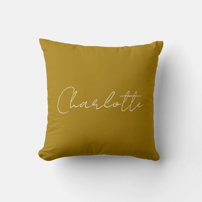Calligraphy Script Gold Colour Custom Name Edit Cushion (Front)