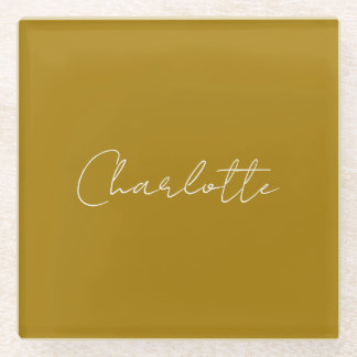 Calligraphy Script Gold Colour Custom Name Edit Glass Coaster