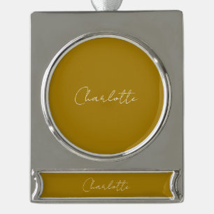 Calligraphy Script Gold Colour Custom Name Edit Silver Plated Banner Ornament