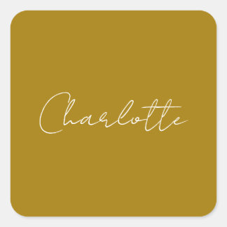 Calligraphy Script Gold Colour Custom Name Edit Square Sticker