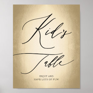 Calligraphy Script Gold Kid's Table Wedding Sign