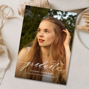Calligraphy Script Graduation Photo Invitation