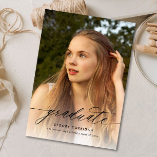 Calligraphy Script Graduation Photo Invitation