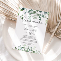 Calligraphy Script Green Foliage Quinceañera
