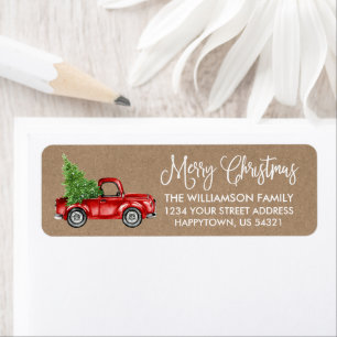 Calligraphy Script Kraft Vintage Truck Christmas