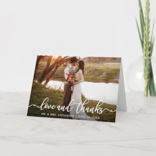 Calligraphy Script Love Thanks Wedding Photo Fold Thank You Card