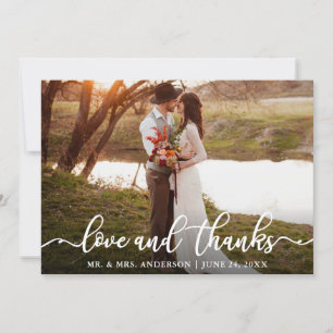 Calligraphy Script Love Thanks Wedding Photo Thank You Card