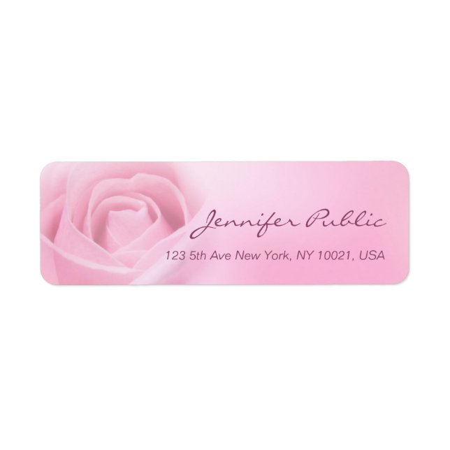 Calligraphy Script Modern Pink Rose Template Chic (Front)