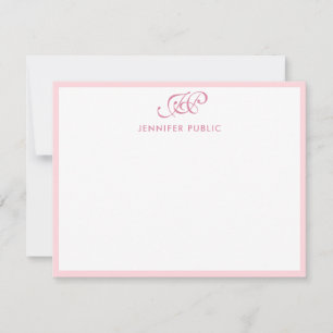 Calligraphy Script Monogram Elegant Blush Pink Card
