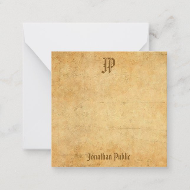 Calligraphy Script Monogram Old Look Personalised Card (Front)