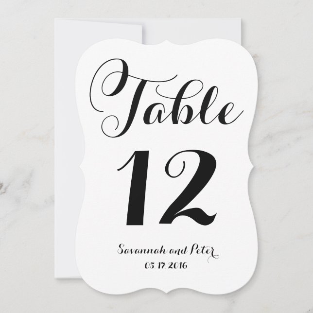 Calligraphy Script Monogram Wedding Table Numbers (Front)
