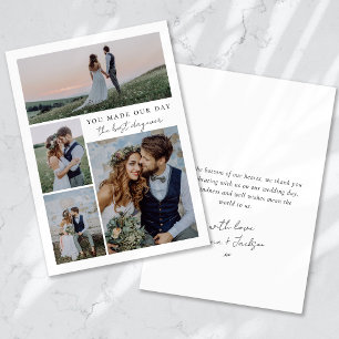 Calligraphy Script Multi Photo Wedding Thank You Card