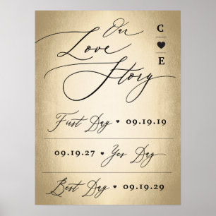 Calligraphy Script On Our Love Story Wedding Sign