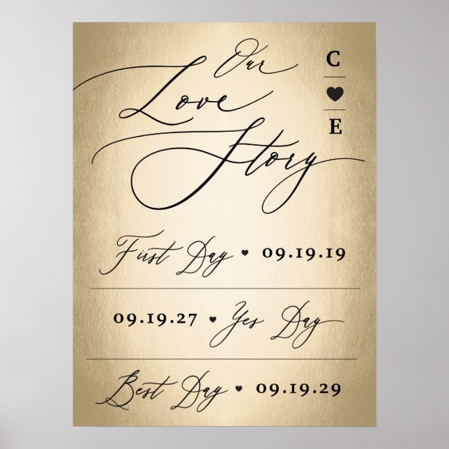 Calligraphy Script On Our Love Story Wedding Sign (Front)