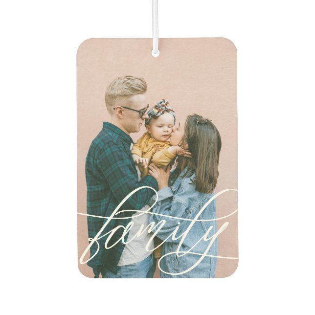 Calligraphy Script Overlay Family Photos Car Air Freshener (Front)