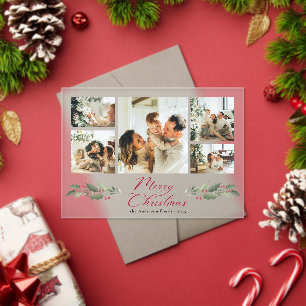 Calligraphy Script Photo Collage Christmas Card Acrylic Invitations