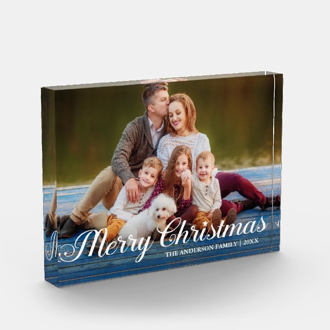 Calligraphy Script Photo Merry Christmas Star (Left)