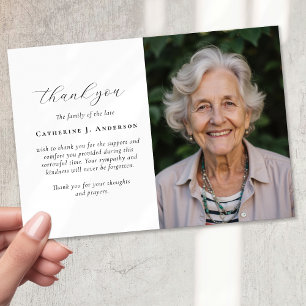 Calligraphy Script Photo Sympathy Funeral Memorial Thank You Card