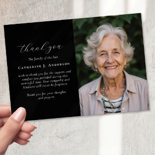 Calligraphy Script Photo Sympathy Funeral Memorial Thank You Card