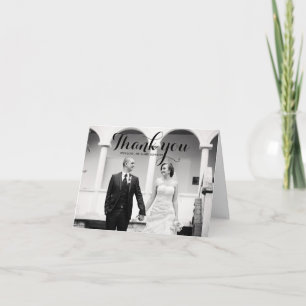 Calligraphy Script Photo Wedding Thank You Card