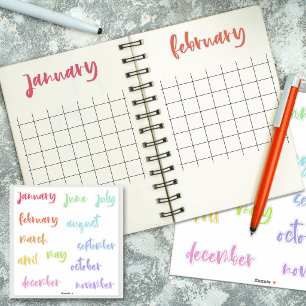 Calligraphy Script Rainbow Months of the Year