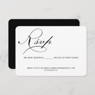 Calligraphy Script Reserved Seat Wedding website RSVP Card