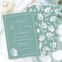 Calligraphy Script Sage Green Floral Wedding