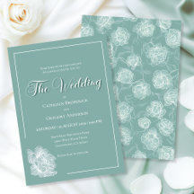 Calligraphy Script Sage Green Floral Wedding