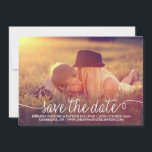 Calligraphy Script Save the Date Announcement<br><div class="desc">Customisable save the date featuring white whimsical calligraphy script. Other colours and similar items is available in my store.</div>