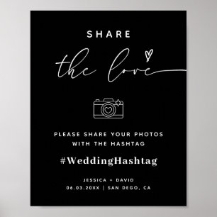 Calligraphy Script Share The Love Wedding Hashtag Poster