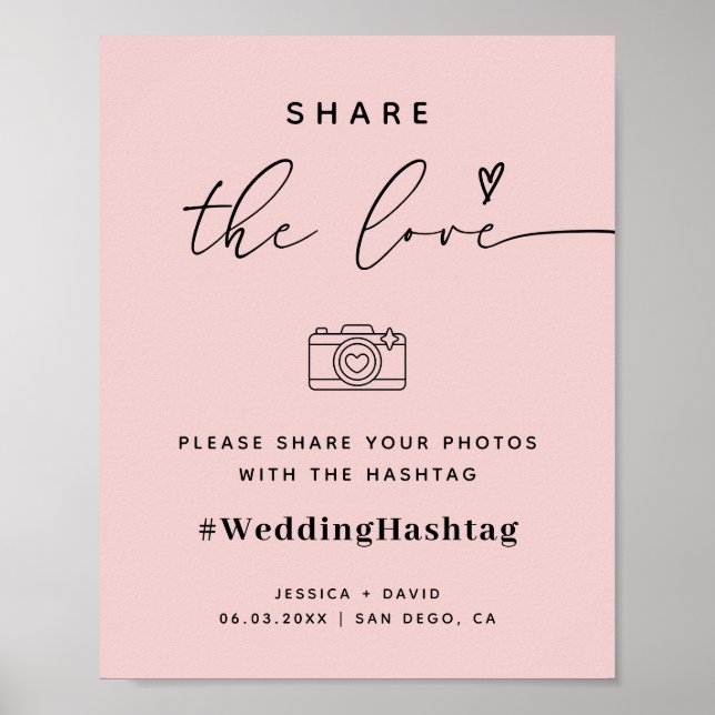 Calligraphy Script Share The Love Wedding Hashtag  Poster (Front)