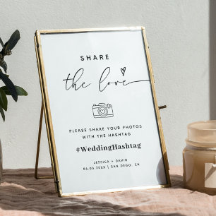 Calligraphy Script Share The Love Wedding Hashtag  Poster