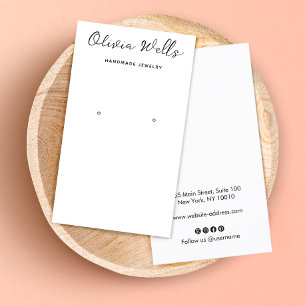 Calligraphy Script Simple White Earring Business Business Card
