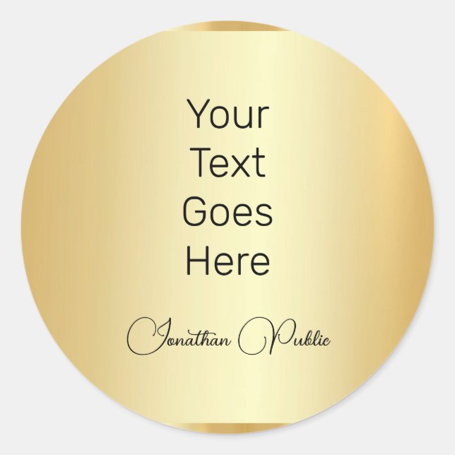 Calligraphy Script Template Faux Gold Customer Classic Round Sticker (Front)