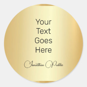 Calligraphy Script Template Faux Gold Customer Classic Round Sticker