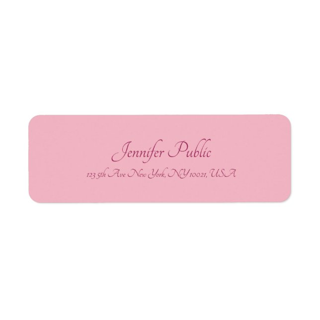 Calligraphy Script Text Elegant Pink Plain Modern (Front)