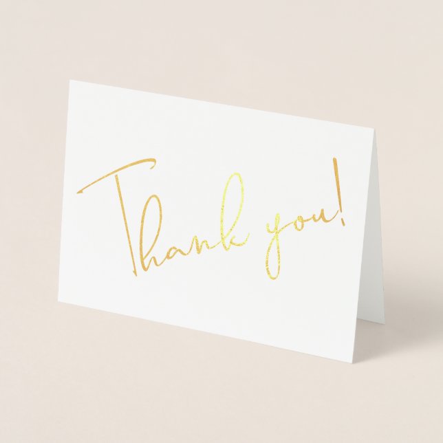 Calligraphy Script Thank You Note Foil Card (Front)
