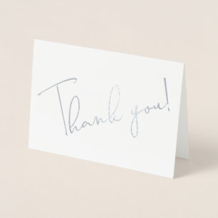 Calligraphy Script Thank You Note Silver Foil Card