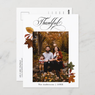Calligraphy Script Thanksgiving Personalised Photo Postcard