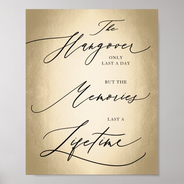 Calligraphy Script The Hangover Only Wedding Sign (Front)