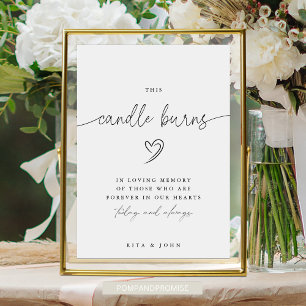 Calligraphy Script This Candle Burns Wedding Sign