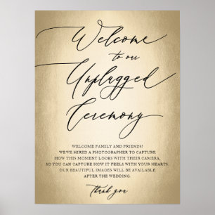 Calligraphy Script Unplugged Ceremony Wedding Sign