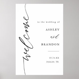 Calligraphy Script Wedding Ceremony Welcome Poster