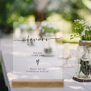 Calligraphy Script Wedding Favours Please Take One Acrylic Sign