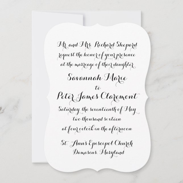 Calligraphy Script Wedding Invitation (Front)