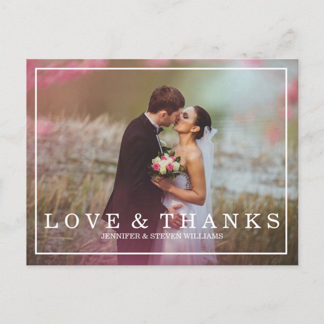 CALLIGRAPHY SCRIPT WEDDING THANK YOU POSTCARDS (Front)