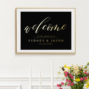 Calligraphy Script Welcome Minimal Modern Wedding Foil Prints