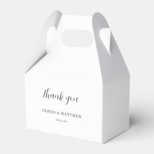 Calligraphy Script White Thank You Wedding Favour Box