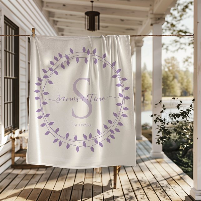 Calligraphy Script Wreath Monogram Sherpa Blanket (Creator Uploaded)