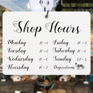 Calligraphy Shop Open Dogs Welcome Window Sign